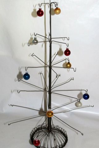 Vintage Wire Galvanized Metal Christmas Ornament Display Tree Hooks 25 Inch