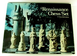 Vintage 1974 E.  S.  Lowe Anri Board Game 831 Renaissance Chess Felted Set Milton