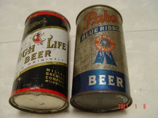 Miller High Life & Pabst Blue Ribbon 12oz Flat Top Beer Cans