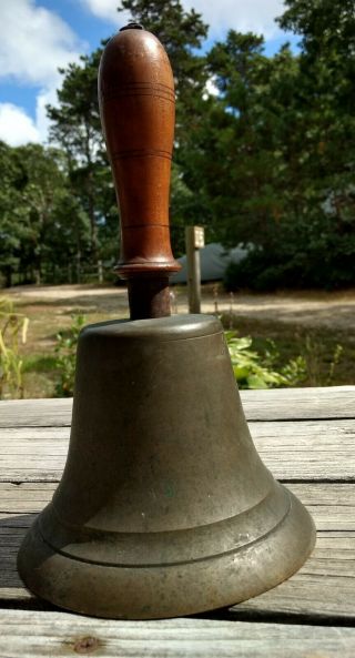 Brass & Wood Bell Hand Held School Style Large Size Sound Vintage