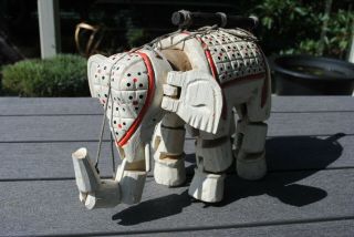Vintage Elephant Wooden Wood Burmese Puppet Marionette String