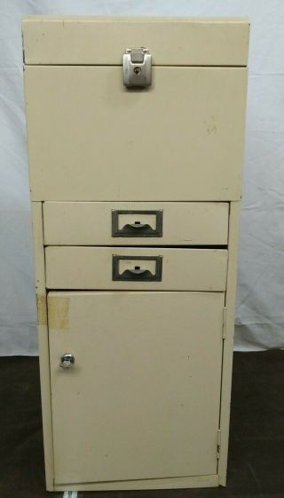 Vintage Metal File Cabinet With Drawers Locking Door Key