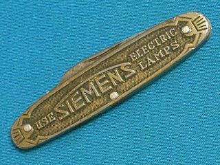 Vintage Premier Sheffield England Seimens Electric Lamps Advertising Pen Knife