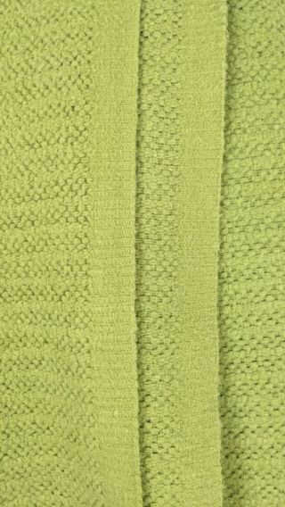 Vintage Acrylic Satin Trim Waffle Weave Avocado Green Blanket Full Size 82 x 90 3