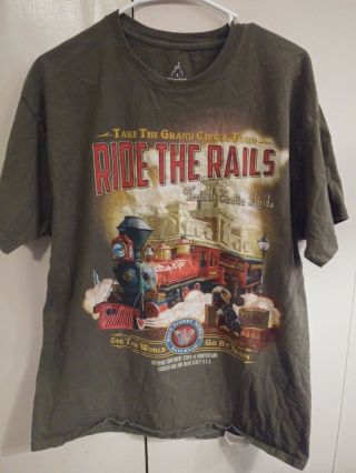 Walt Disney World Railroad Mickey Mouse Authentic Disney Parks T - Shirt Size L