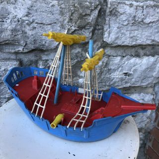 Vintage Ideal Toy Company Pirate Ship Jolly Roger Play Set 50s Parts
