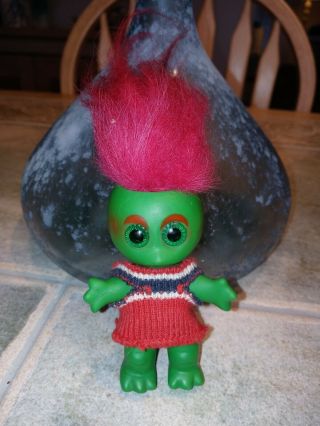 Rare Vintage 1964 L Khem Blue Moon Goon Alien Troll Doll Figure W/ Green Eyes