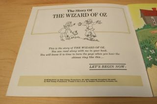 Vintage The Story of The Wizard of OZ - 24 Page Read Along Book and Record 1978 2