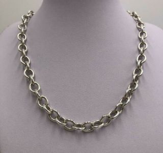 Vtg.  925 Sterling Silver Rolo Link 17 " Long Necklace Chain Toggle Clasp 49.  3 Gr