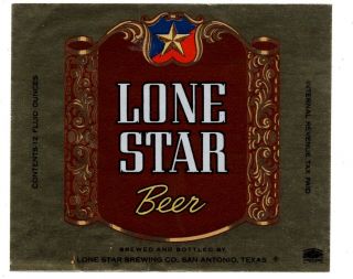 1940s Lone Star Brewing Co,  San Antonio,  Texas Lone Star Beer Irtp Foil Label