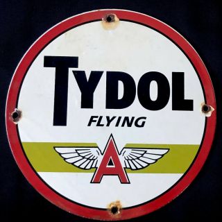 Vintage Tydol Porcelain Sign Car Auto Truck Oil Gas Gasoline Automotive