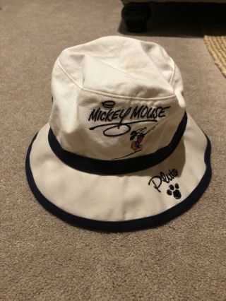 Walt Disney World White Bucket Hat Mickey Mouse Character Signatures Adult