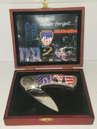 We Will Never Forget 9/11 York City Fire Department Pocket Knife In Case