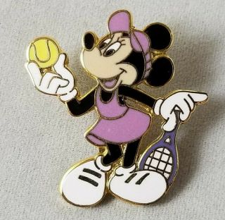 Minnie Mouse Playing Tennis With Eyelashes Disney Pin Retired Ball Pink Dress