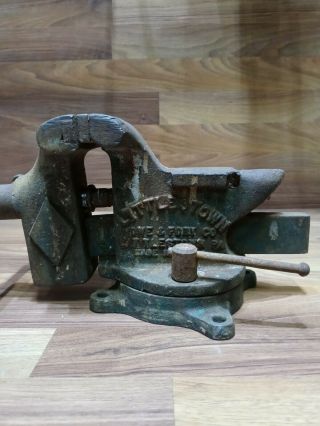 Littlestown No.  400 Swivel Bench Vise With Anvil Usa Vintage Workbench Tool Vice