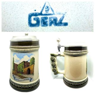 Gerz Beer Stein Ceramic Metal Lidded Castello D’aviano Made In Germany