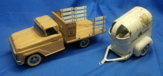 Vintage Tonka Farms Stake Truck With Horse Trailer Tonka Toys