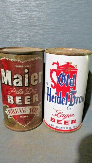Maier Brew 102 & Old Heidel Brau Flat Top Beer Cans - [read Description] -