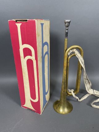 Vintage Us Regulation Brass Bugle Trumpet Wwi Wwii Boy Scouts Bsa Rexcraft