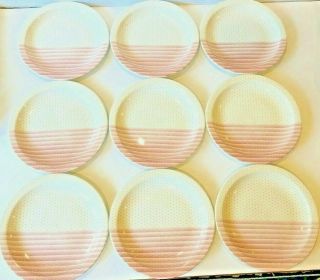 Churchill Vintage Pink " Shades And Dots " Dinner Plates England Retired - Set Of 9