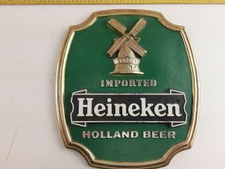 Vintage Heineken Imported Holland Beer 3d Windmill Plastic Wall Plaque Sign