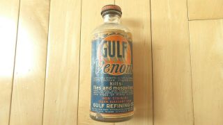 Vintage Gulf Oil Co Venom 1/2 Pint Glass Bottle -