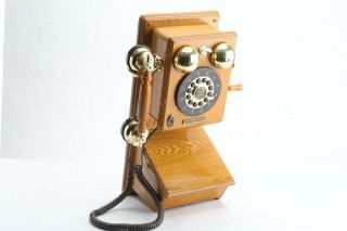 Crosley - Cr91w91g /910 Vintage Wall Telephone Wood Case Phone