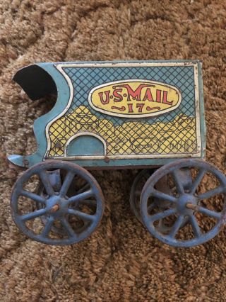 Us Mail Tin Wagon Toy No Horses