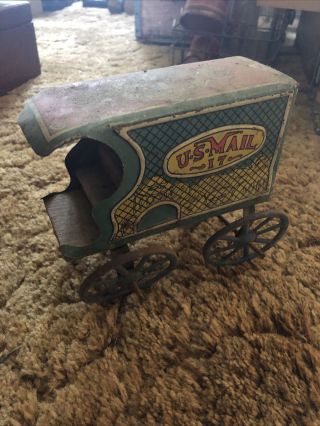 US Mail Tin Wagon Toy No Horses 2