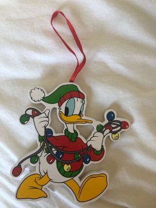 Vintage Disney Kurt Adler Wooden Christmas Ornament Donald Duck