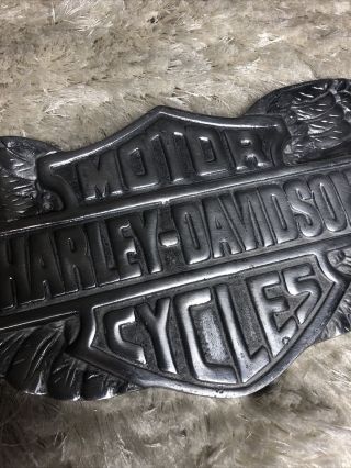 VTG Harley Davidson Motor Company Bar and Shield Solid Cast Aluminum Sign 22X7 C 3