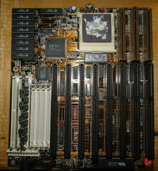 Opti 82c895a Mv035 486 Motherboard Socket 3 Vlb Isa Intel Cpu Vintage