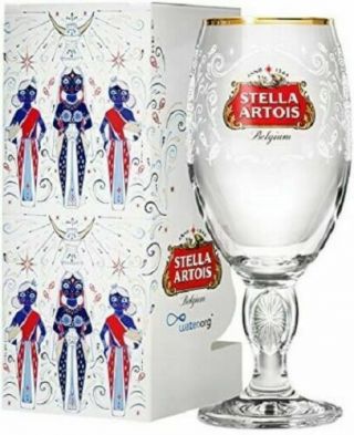 Stella Artois Ltd.  Ed.  India Chalice Glass Water.  Org Nib