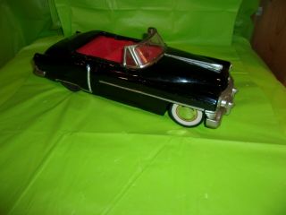 1950 Cadillac Black Convertible Tin Friction Drive Toy Car