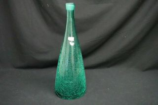 VTG Blenko Decanter Aqua Blue/Green Crackle Glass 22.  5 