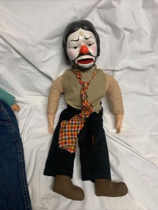 Vintage Emmett Kelly Horsman Ventriloquist Dummy Clown Bum White Face Doll