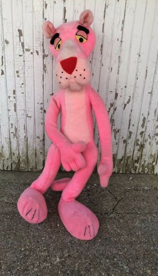Vintage 1980 Pink Panther Giant 48” Plush Bendable Stuffed Mighty Star 4 Feet