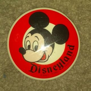 Vintage Walt Disney Disneyland Mickey Mouse Souvenir Pin Back Button 3.  5 "