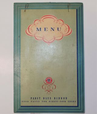 Pabst Breweries Blue Ribbon Beer Menu Restaurant Food Bar 1938 Schlitz