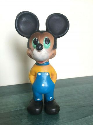 Mickey Mouse Vintage Old Rubber Toy Doll Walt Disney Productions Squeaker