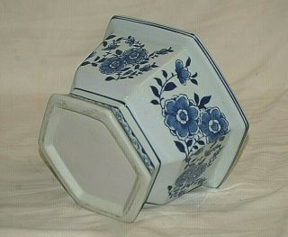 Vintage Asian Style Blue & White Floral Porcelain Planter Bowl Garden Pot 3