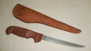 Vintage Case Xx Fillet Fishing Knife W/leather Sheath Usa 6 " Blade 11 - 1/4 " L