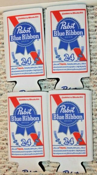 Pabst Blue Ribbon Beer Koozie 24 Oz.  Tall Can Koozie (4) Pack