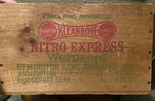 Vintage Remington Nitro Express Shotgun Shell Wood Ammunition Box 12 Gauge