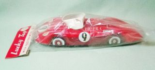 Lucky Toy Japan Tin Litho Race Car With Driver 9½ " Friction Packaged Header Card