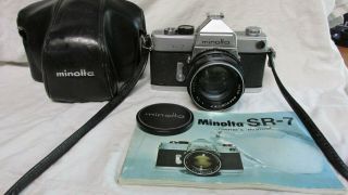 Vintage 1960s Minolta Sr - 7 Camera W/ Minolta Auto Rokkor - Pf 58mm F/1.  4 Lens