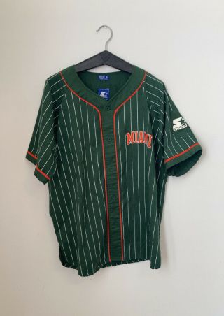 Vintage Starter Miami Hurricanes Baseball Jersey Xl