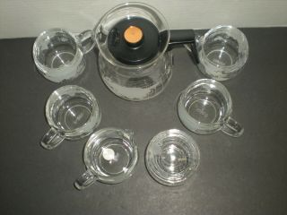 Vintage Nestle Nescafe Glass Globe Coffee Pot Carafe Sugar Creamer 4 Mugs Cups 2