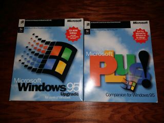 Vintage Microsoft Windows 95 Upgrade Retail Box Complete Cd & Windows Plus 95