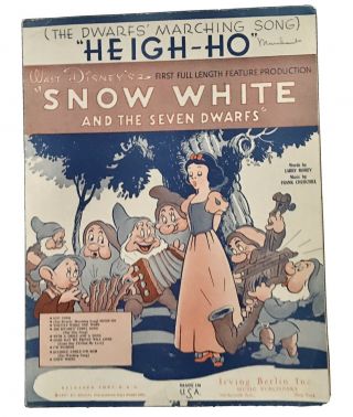 Snow White Heigh - Ho Sheet Music Dwarf March Song Walt Disney Classic Movie 1938